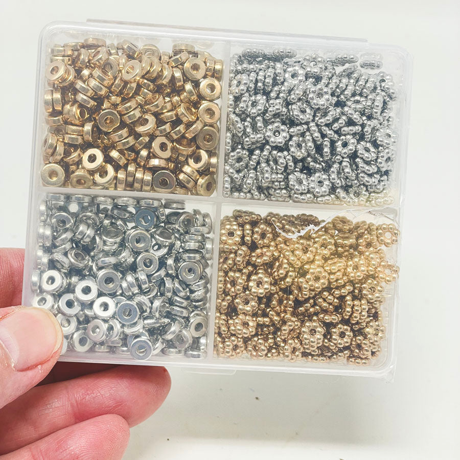 2 Boxes of Metallic Plastic Beads