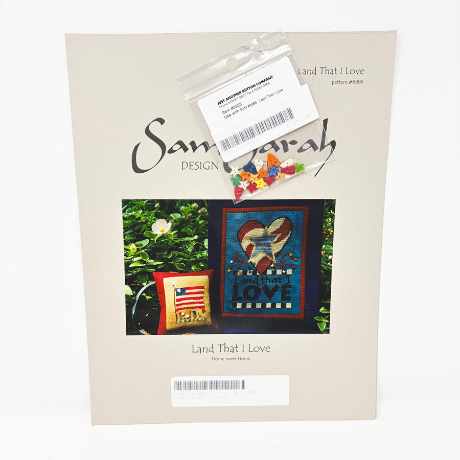 Sam Sarah Cross Stitch Patterns with Button Packs