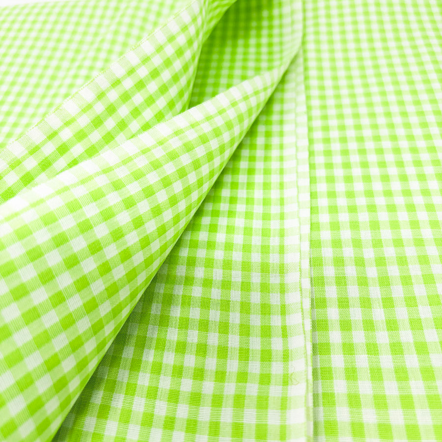 2 Yds x 44" Lime Green Gingham Cotton Fabric