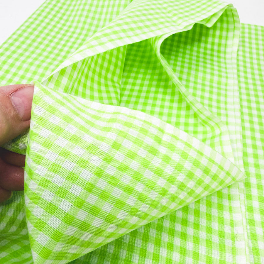 2 Yds x 44" Lime Green Gingham Cotton Fabric