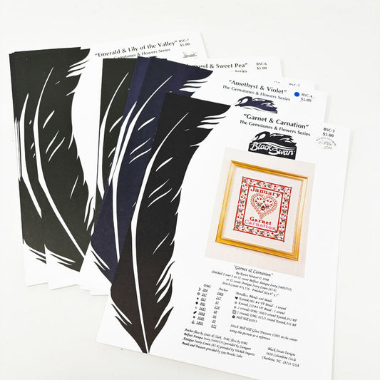 Gemstone & Flowers Series – Black Swan Cross Stitch Patterns