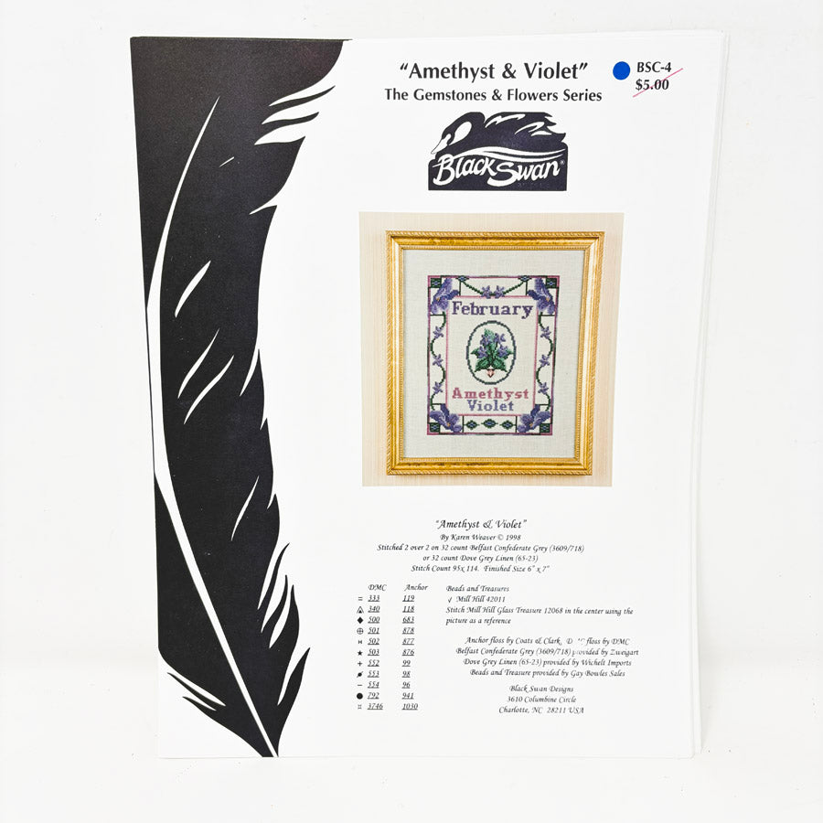 Gemstone & Flowers Series – Black Swan Cross Stitch Patterns