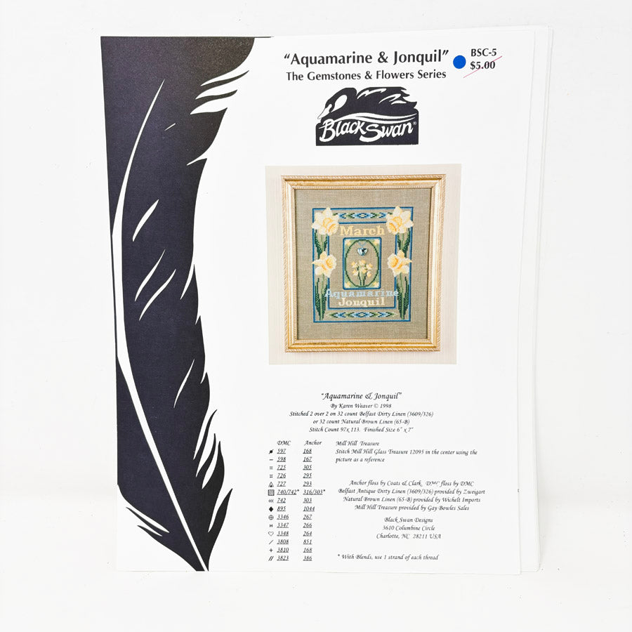Gemstone & Flowers Series – Black Swan Cross Stitch Patterns