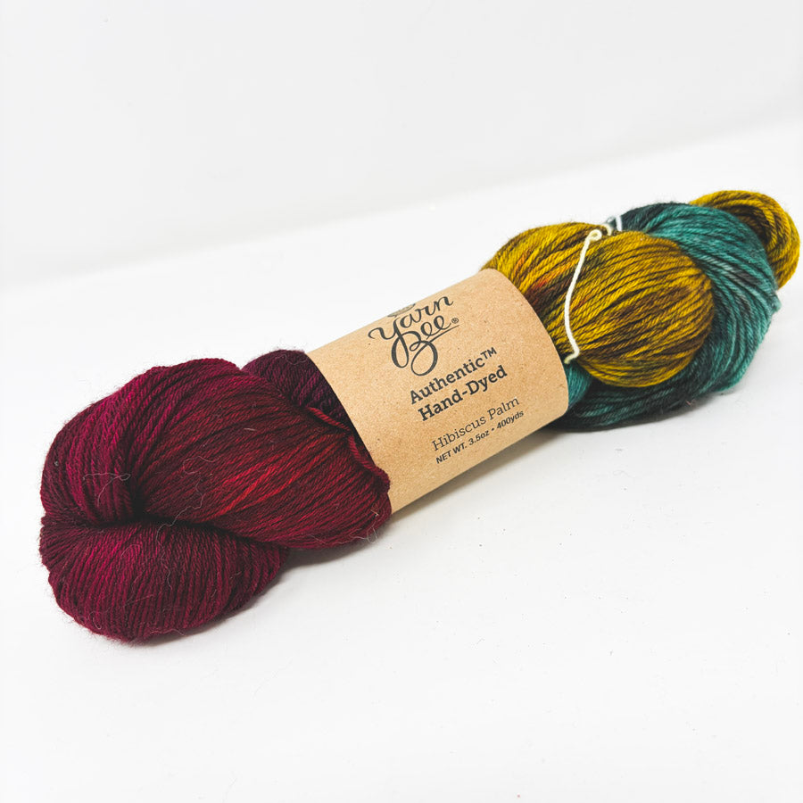 Yarn Bee Authentic Hand-Dyed Yarn in Hibiscus Palm