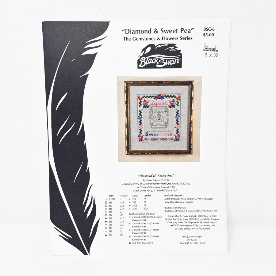 Gemstone & Flowers Series – Black Swan Cross Stitch Patterns