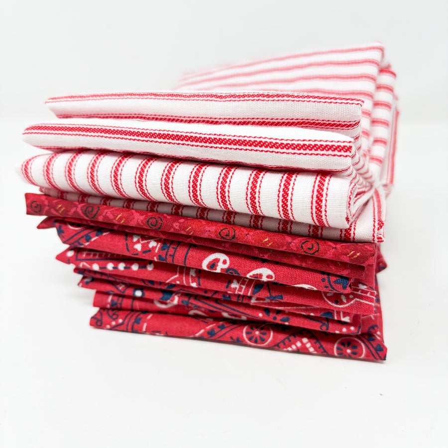 Red Stripes and Handkerchief Fabric Bundle