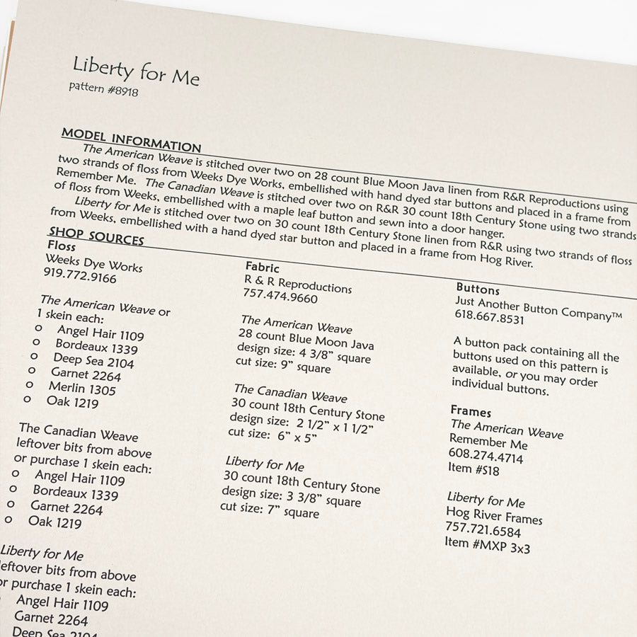 Liberty for Me – Sam Sarah Cross Stitch Pattern