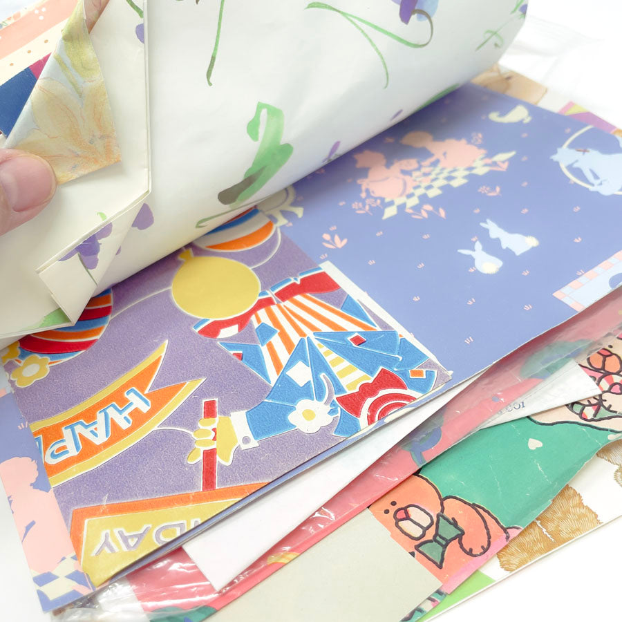 Bundle of Vintage Wrapping Paper Scraps