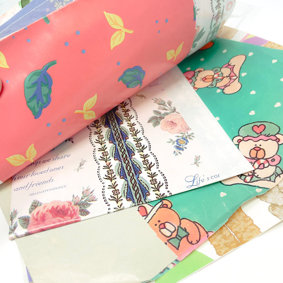 Bundle of Vintage Wrapping Paper Scraps