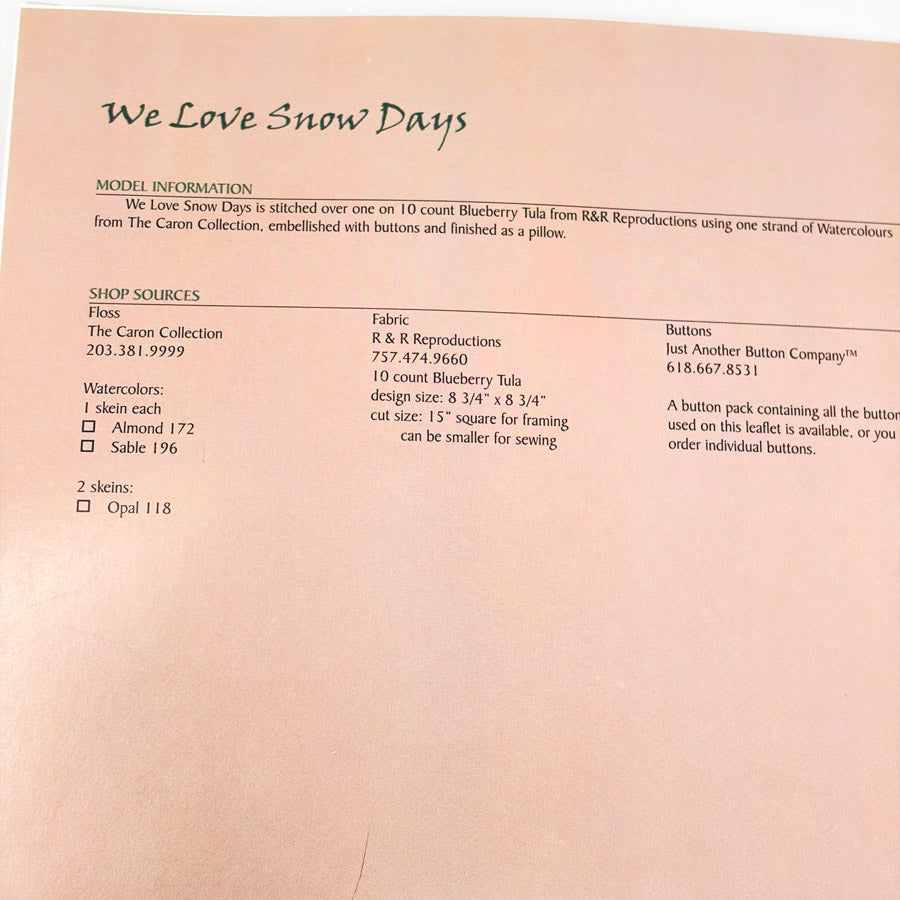 Sam Sarah Cross Stitch Patterns with Button Packs