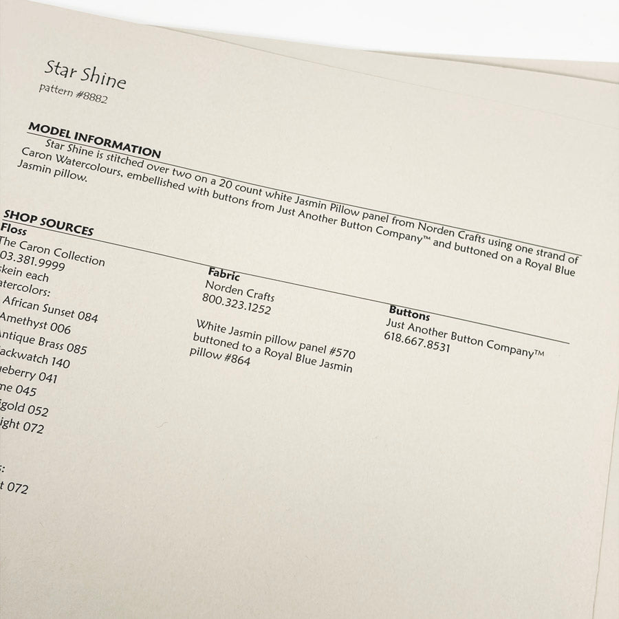 Sam Sarah Cross Stitch Patterns with Button Packs