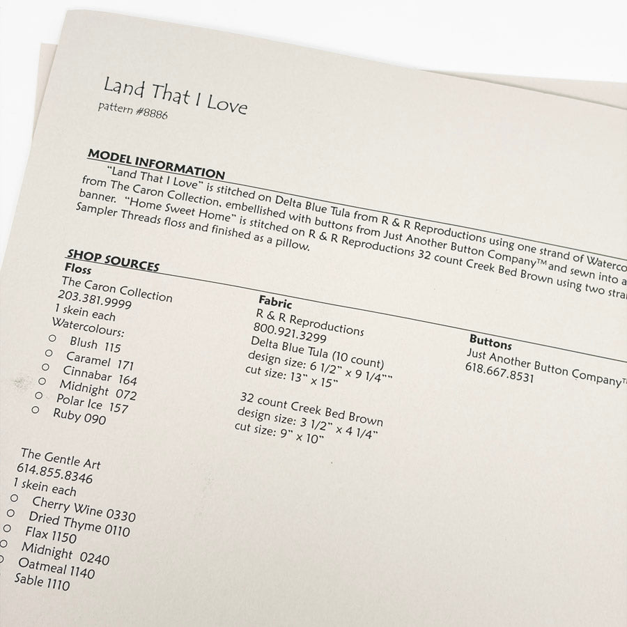 Sam Sarah Cross Stitch Patterns with Button Packs