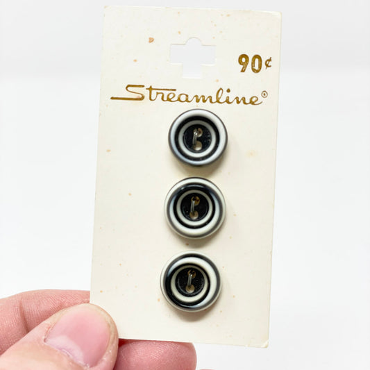 Vintage B&W Swirl Buttons (3)