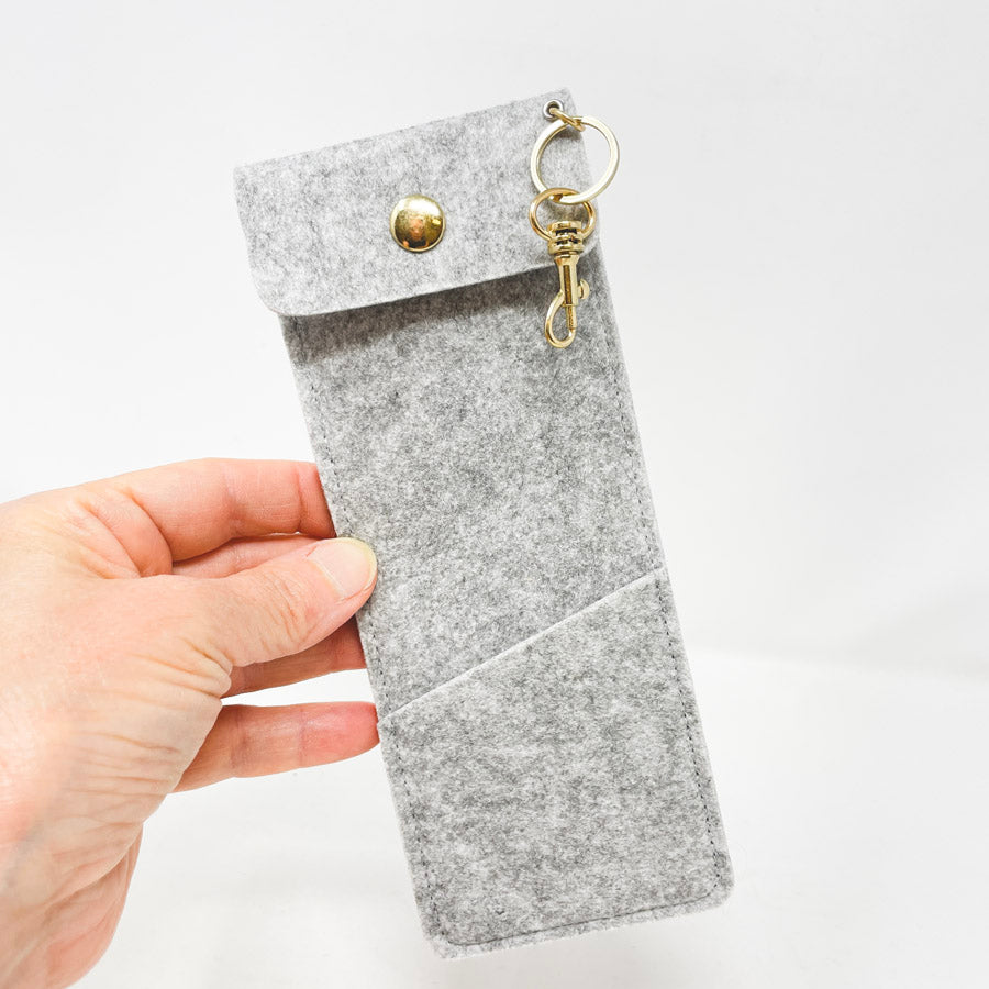 Grey Felt Case with Brass Accents