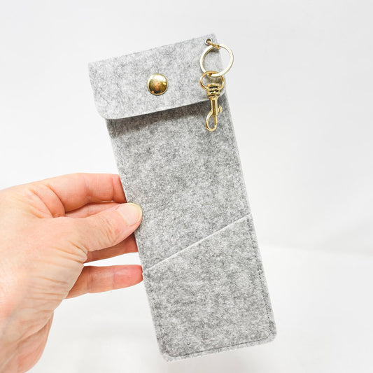 Grey Felt Case with Brass Accents