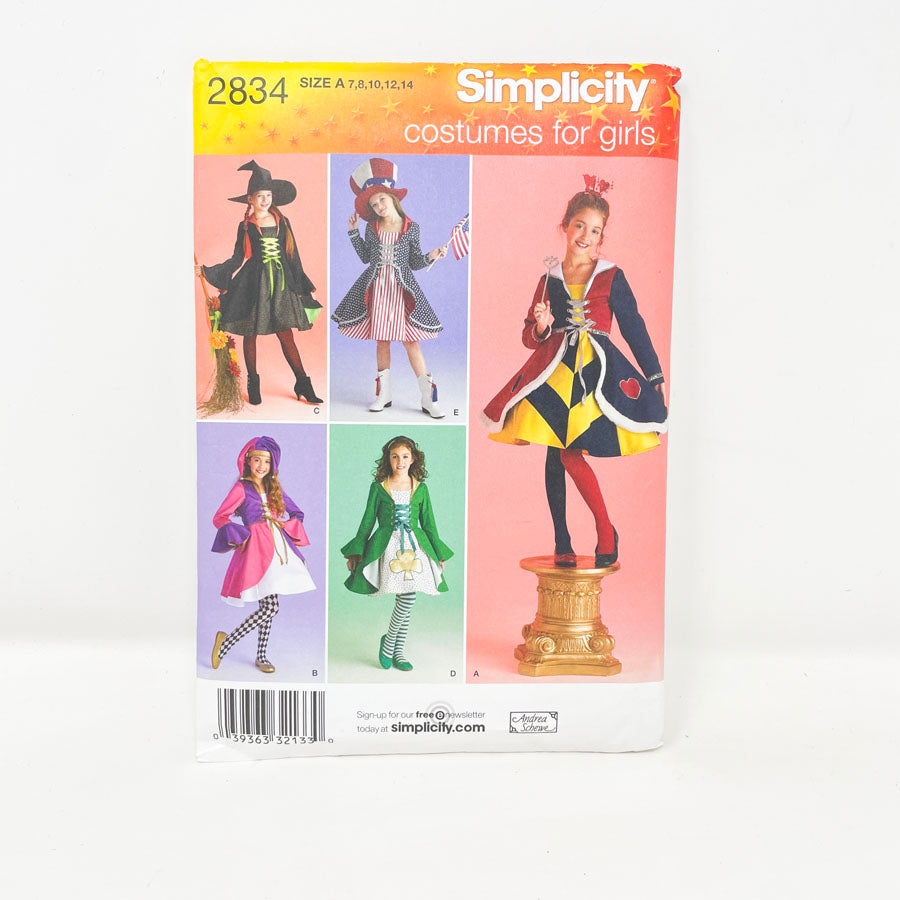 Simplicity 2834 Sewing Pattern - Kids Dress Costume (7-14)