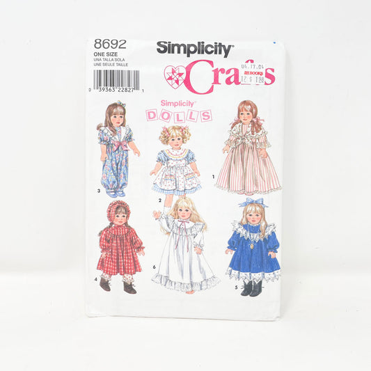 Simplicity 8692 Sewing Pattern - Doll Clothes