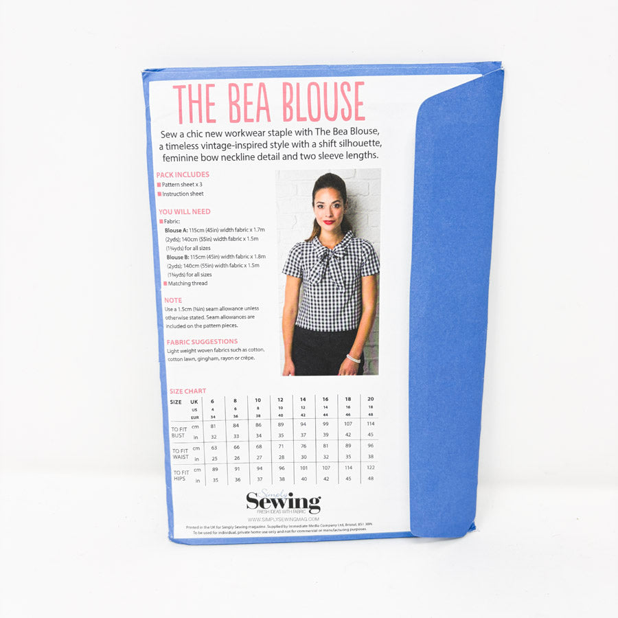 2018 Simply Sewing - The Bea Blouse Sizes 6-20