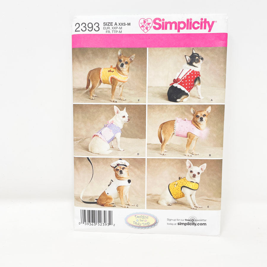 Simplicity 2393 Sewing Pattern - Dog Jacket (XXS-M)