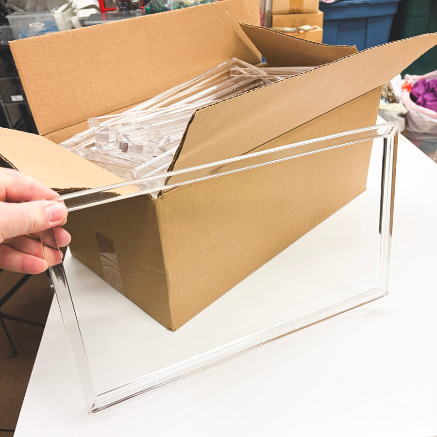 Box of Acrylic Frames/Mitered Strips – Assembled and Pieces / 16" or 9"