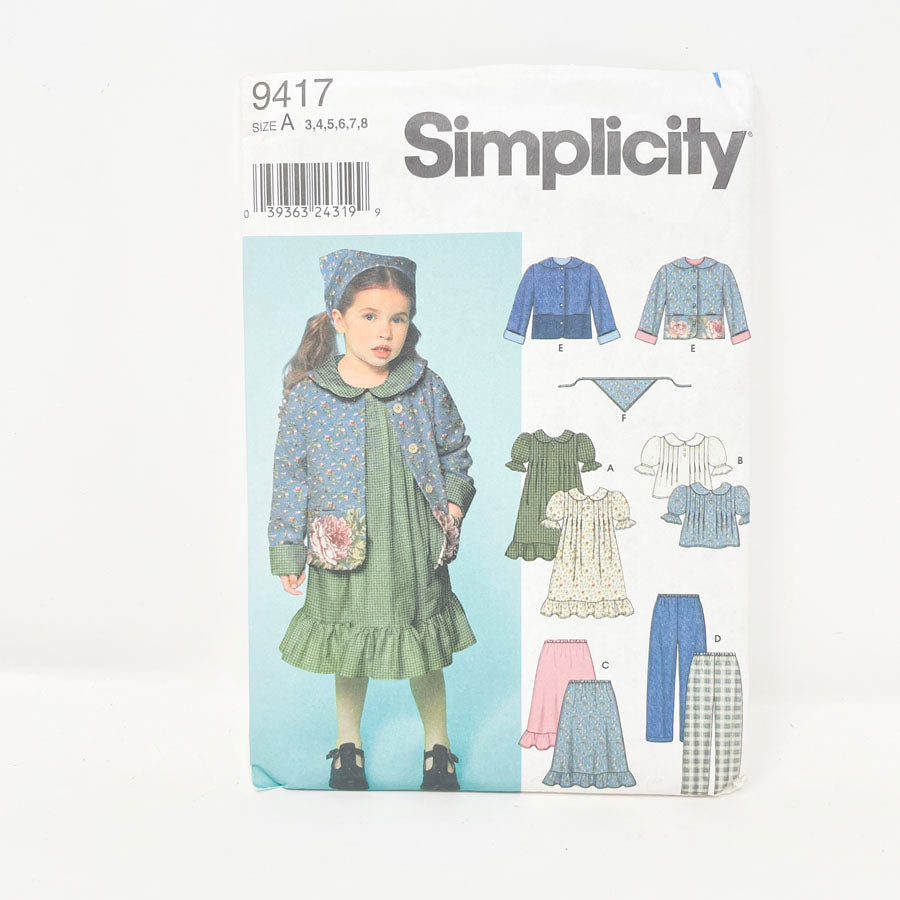 Simplicity 9417 Sewing Pattern - Child's Set (3-8)