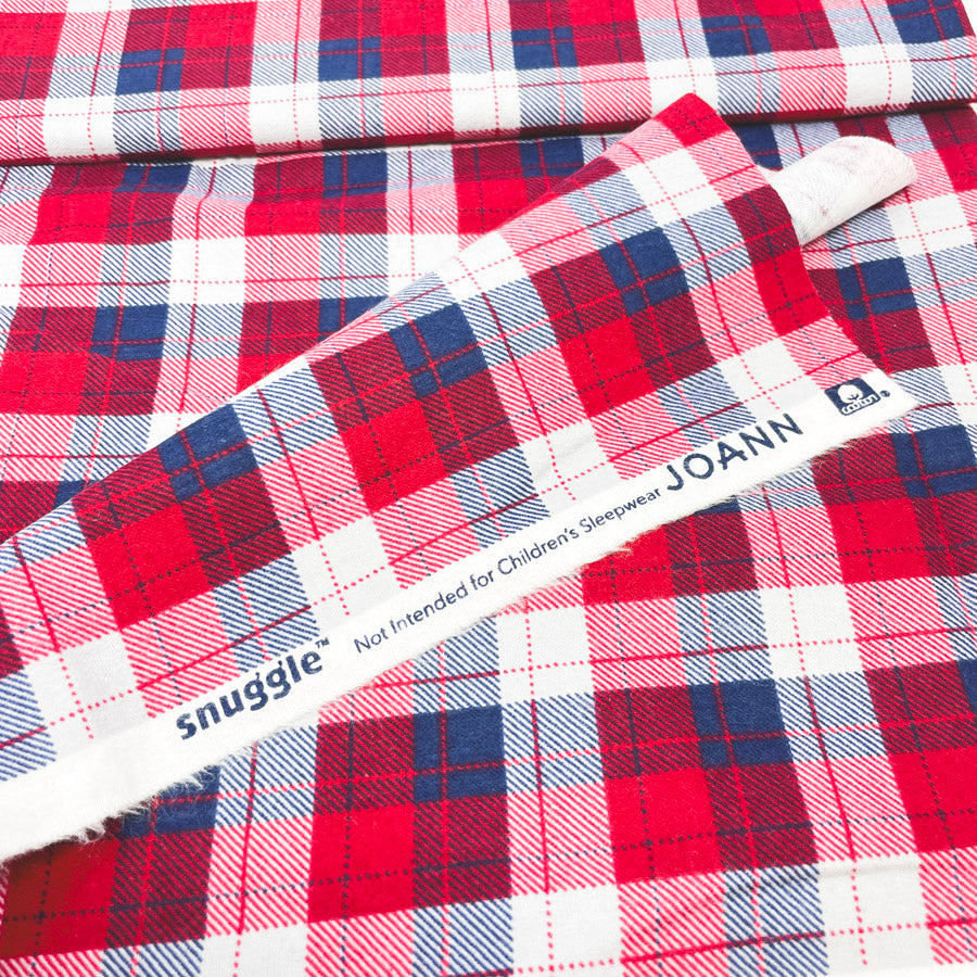 1 Yd x 40" Red and Blue Plaid Flannel Fabric