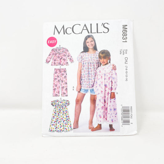 McCall's M6831 Sewing Pattern - Child's PJs (7-14)