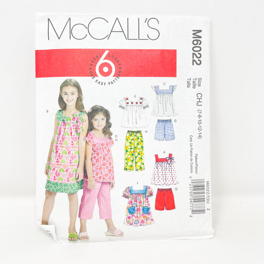 McCall's M6022 Sewing Pattern - Child's Top/Bottom (7-14)