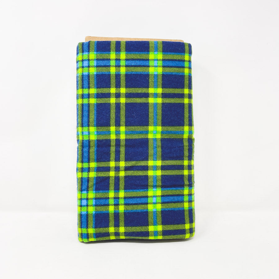 2.25 Yds x 40" Blue and Green Plaid Flannel Fabric
