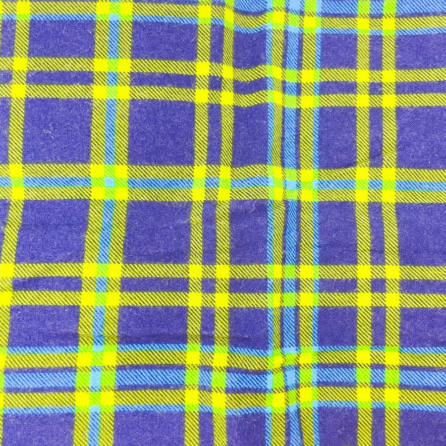 2.25 Yds x 40" Blue and Green Plaid Flannel Fabric