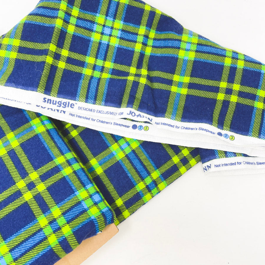 2.25 Yds x 40" Blue and Green Plaid Flannel Fabric