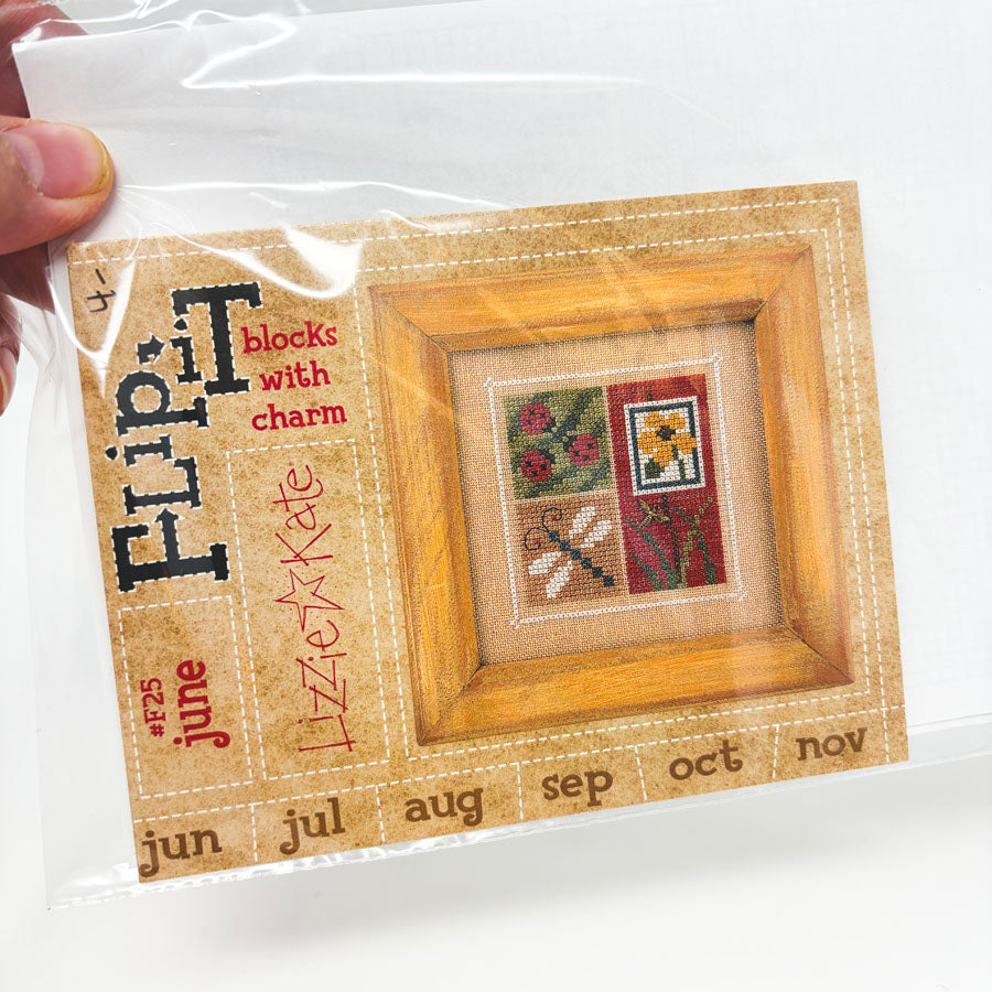 Lizzie Kate June F25 - Flip It Cross Stitch Pattern & Charm