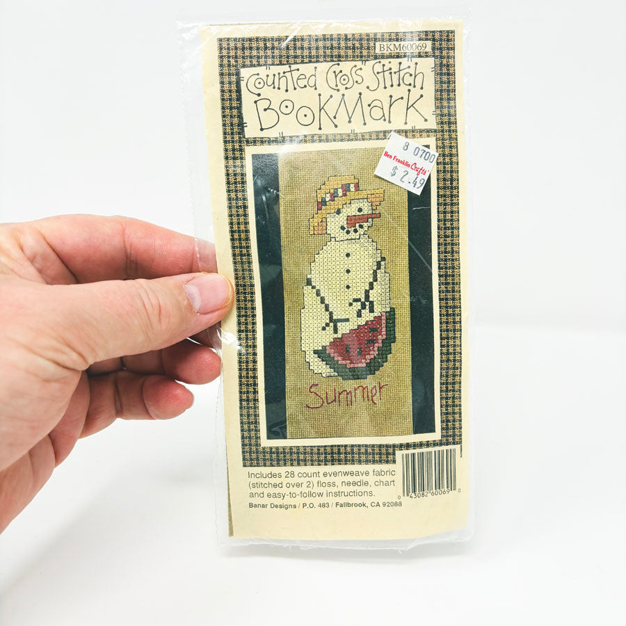 Summer Snowman Cross Stitch Bookmark Kit