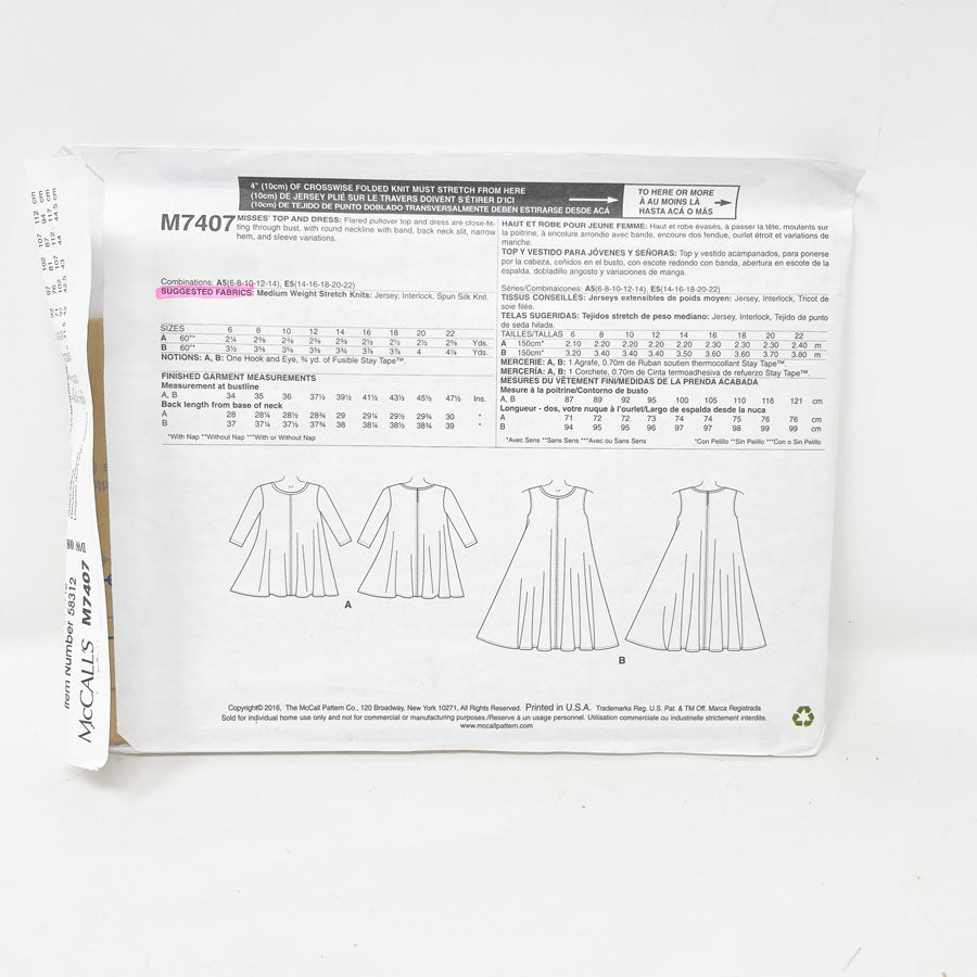 McCall's M7407 Sewing Pattern - Dress (6-14)