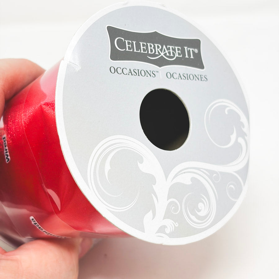 Celebrate It Red Wired Edge 4" Ribbon