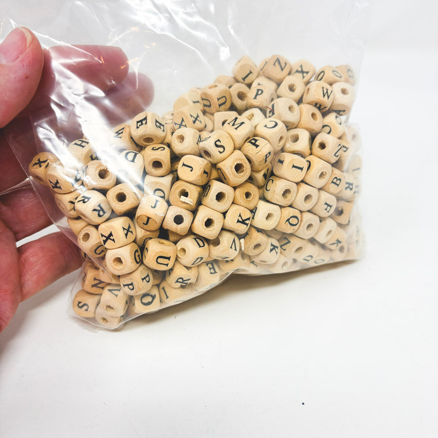Wood Alphabet Block Bead Bundle