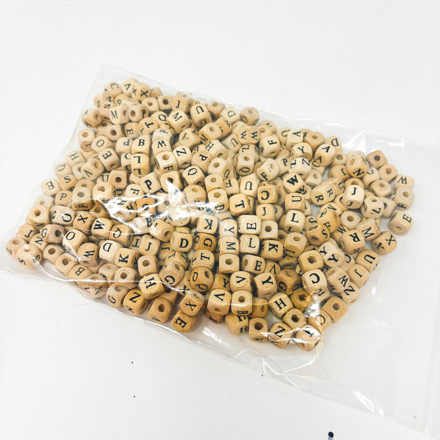 Wood Alphabet Block Bead Bundle