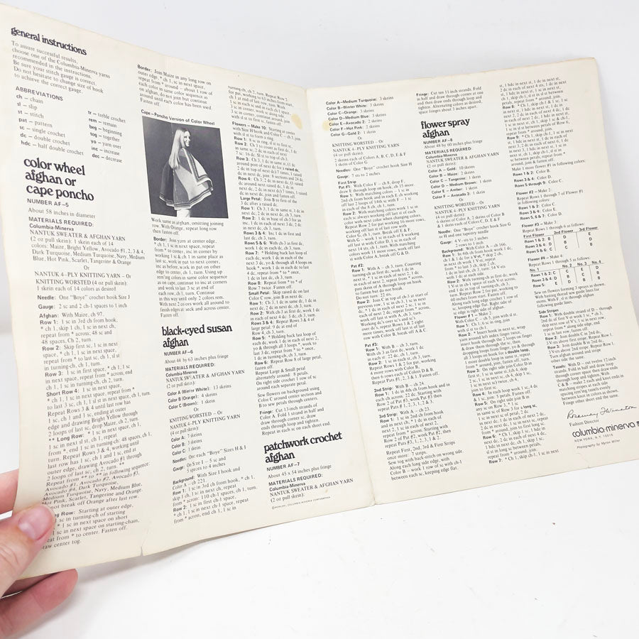 Columbia Minerva Afghans Pattern Leaflet 2527 - 1971