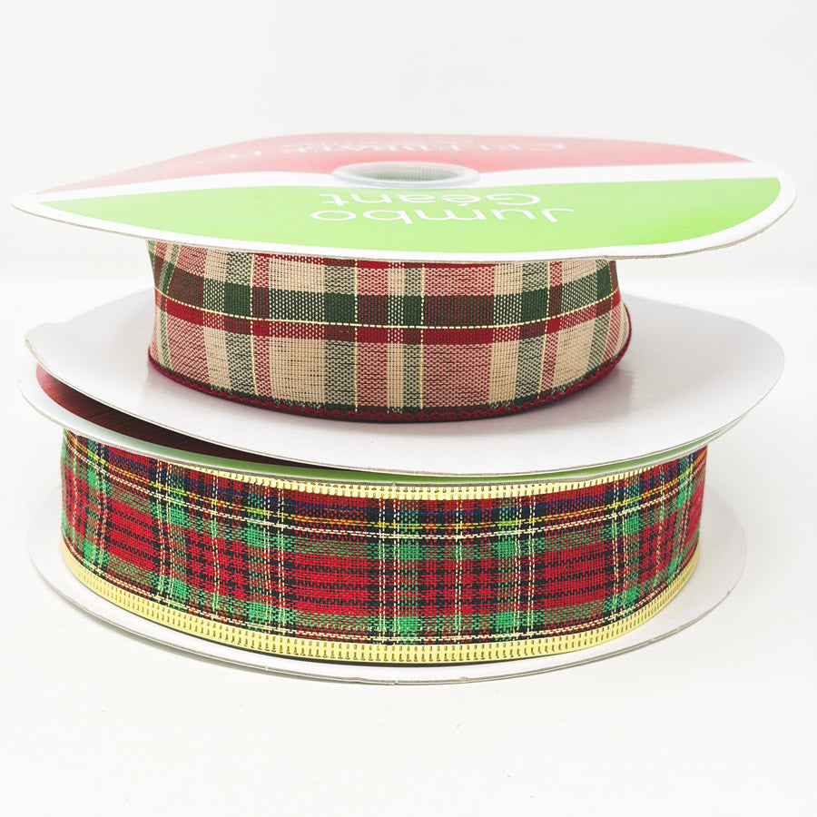 Plaid Wired Christmas Ribbon 1.5" (1)