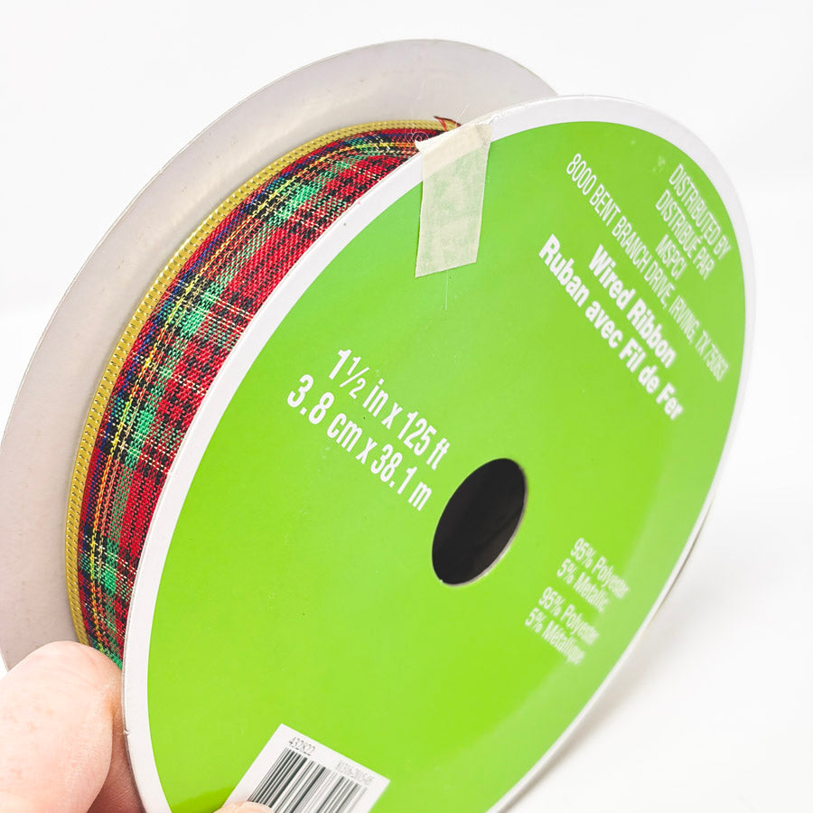 Plaid Wired Christmas Ribbon 1.5" (1)