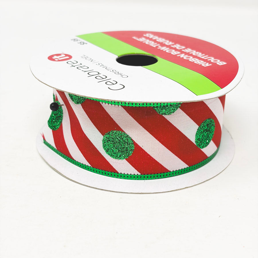 Candy Stripe with Green Dot Ribbon