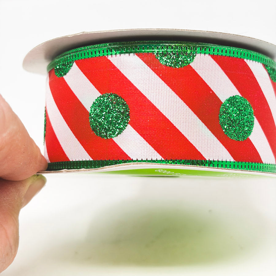 Candy Stripe with Green Dot Ribbon