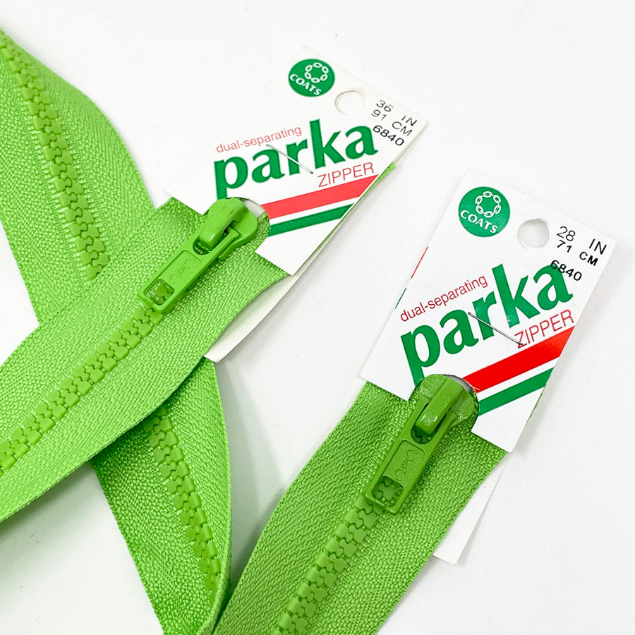 Coats Dual Separating Parka Zipper - Bright Green