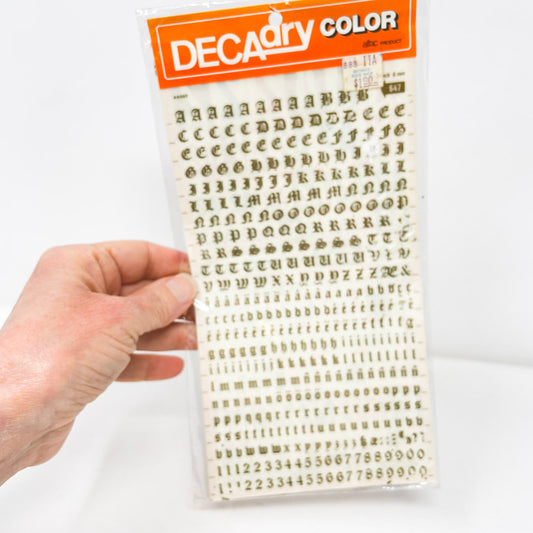 Vintage DecaDry Color Gothic Rub on Letters