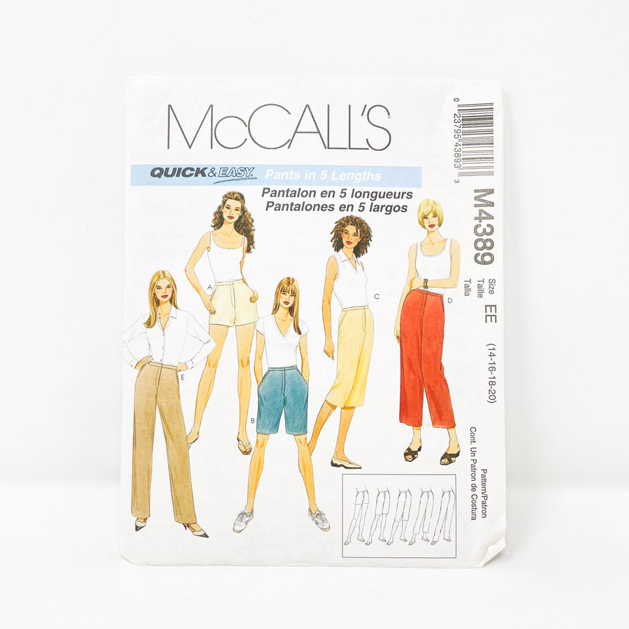 2004 McCall's Quick & Easy Sewing Pattern M4389 Size 14 - 20