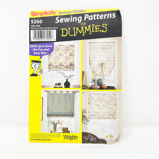 Sewing for Dummies Sewing Pattern 5260 Roman Shades