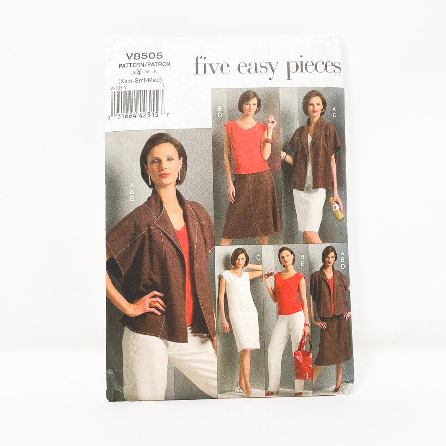 2006 Vogue Sewing Pattern V8505 Five Easy Pieces Size XS - S - M