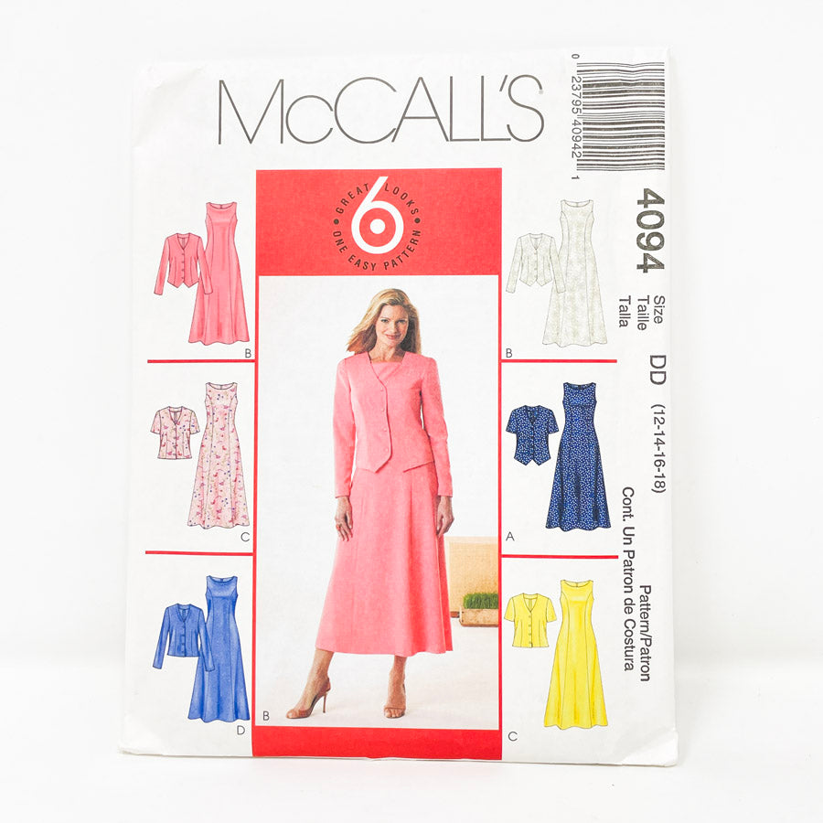 2003 McCall's Sewing Pattern 4094 Size 12 - 18