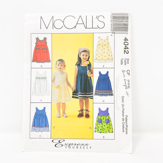 McCall's Kids Sewing Pattern 4042 Size 4 - 6