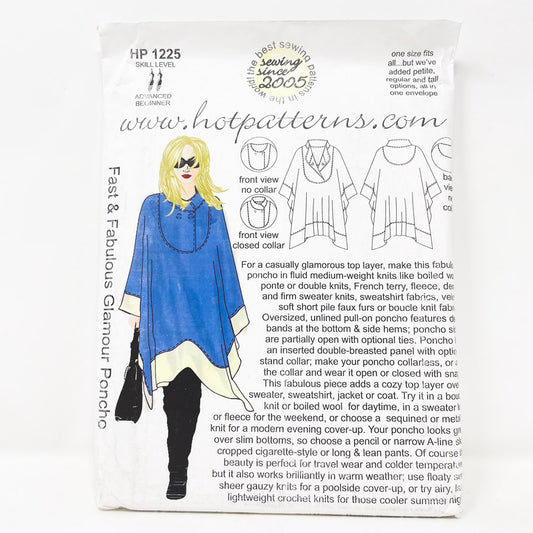 2005 HotPatterns Sewing Pattern HP1225 Fast & Fabulous Glamour Poncho